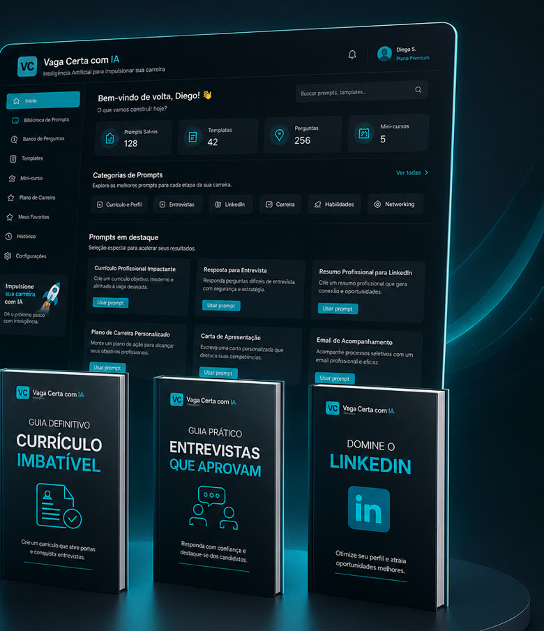 Ferramenta Vaga Certa com IA: painel de prompts, mini-curso e os guias